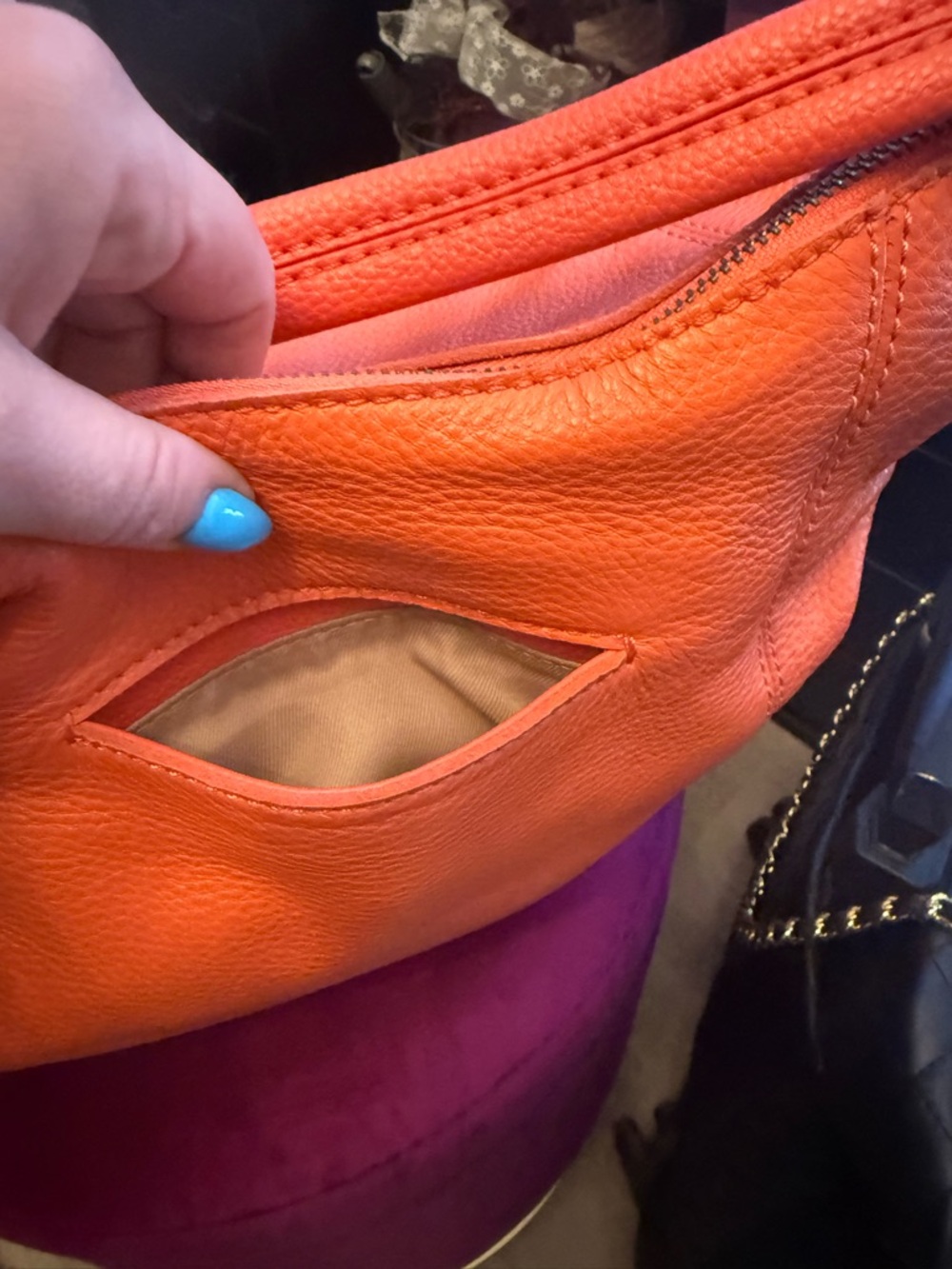 The Sak Orange Pebbled Leather Shoulder Bag - Picture 4 of 12